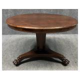 Antique Round Tilt Top Dining Table w/ Claw Feet