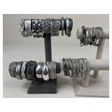 Silver Tone Bangles/ 34 Pc