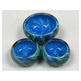 Signed Art Glass Bowls / 3 pc