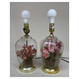 Pair Of Vintage Glass Terrarium Lamps