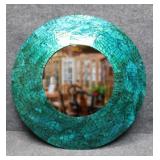 Teal Glazed Mother of Pearl Mosaic Framed Mirror