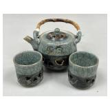 Somayaki Soma Ware Japanese Tea Set / 3 pc
