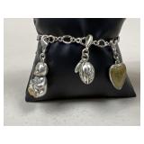 Pilgrim Sterling Silver Bracelet w/ Charms