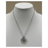 Sterling Silver Necklace w/ Rose Pendant