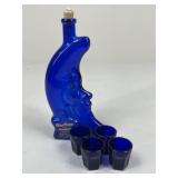 Blue Moon Bottle w/ 4 Cobalt Blue Shooters
