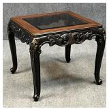 Two Tone Wood & Smoked Glass Side Table