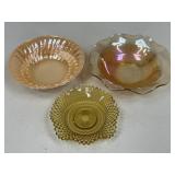 Carnival & Amber Glass Dishes / 3 pc
