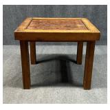 Wood Table w/ Hand Carved Center Panel