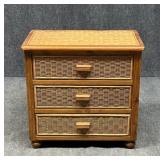 Coastal Style Wood & Wicker 3-Drawer Chest