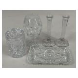 Crystal Candle Holder, Jar, & Tray