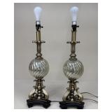 Pair Of Glass & Resin Lamps