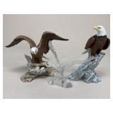 Crystal & Porcelain Eagle Figures|3 pc