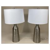 Pair Of Hammered Metal Lamps