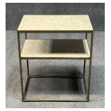 Metal & Stone 2-Shelf Side Table
