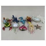 Glass Christmas Ornaments / 11 pc