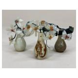 Stone Vases W/ Stone Flowers|3 pc