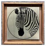 Zebra Relief on Metal Panel Signed