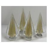 Glass Christmas Tree Figurines / 4 pc