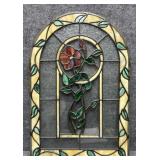 Arched Leaded Stained Glass Panel w/chain
