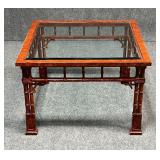 Bamboo Style Coffee or End Table with Glass Top