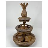 Carved Wooden Pineapple Lazy Susan