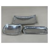 Metal & Mother Of Pearl Trays/ 3 pc