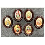 6/PC Miniature Oval Original Oil Paintings