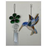 Stained Glass Humming Bird & Wind Chime