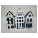 Blue Delft Porcelain Townhouses By KLM/BOLS|3 pc