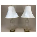 Pair Of Crystal Urn Table Lamps