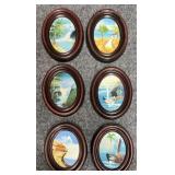 6/PC Miniature Oval Oil Paintings