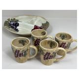 Ceramic Serving Dish w / Cups
