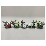 Ceramic Hummingbird Figures / 5 pc