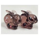 Pair Of Purple Glass Rabbits