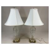 Pair Of Crystal Urn Lamps