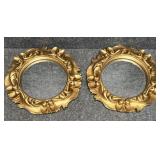 2/PC Ornate Round Framed Wall Mirrors
