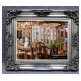 Beveled Mirror in Ornate Silver Tone Frame