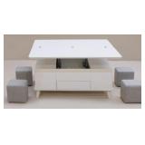 Homary Lift-Top Coffee Table w/ Stools