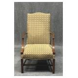 High Back Carved Wood Arm Chair