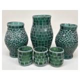 Mosaic Glass Candle Holders & Luminaries|6 pc
