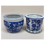 Blue & White Ceramic Planters|3 pc
