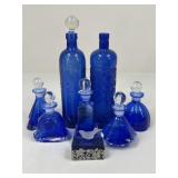 Cobalt Glass Bottles w/ Stoppers