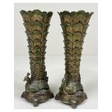 Pair Of Resin Peacock Candle Holders