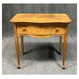 Antique Console / Desk w/ Drawer & Wood Wheels