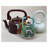 Ceramic, Porcelain & Wood Teapots|3 pc