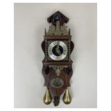 Wooden Wall Clock w/ Brass Accents