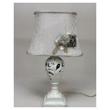 Distressed White Lamp w/ Unique Shade