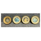 4/PC Small Round Gold tone Framed