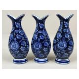 Blue & White Vases /3 pc