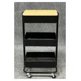 Rolling Metal 3-Tier Storage w / Wood Top